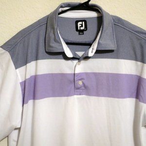 FootJoy Shirt Mens XL Short Sleeve Golf Polo White Blue Purple Stripe